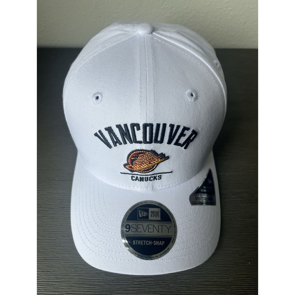 Vancouver Canucks NHL Hat New Era 9Seventy Stretch Snap Mesh White Cap NWT